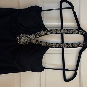 Elegant Black Dress with Silver Embellishments